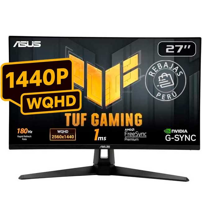 ASUS TUF Gaming VG27AQ3A Monitor 27" QHD 180Hz 1ms Fast IPS con FreeSync Premium y G-SYNC