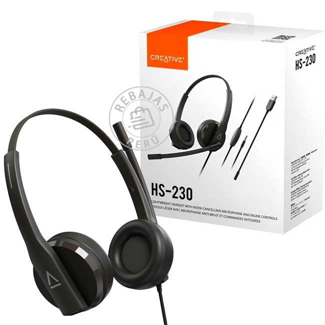 Audífono Creative HS-230  Micrófono con Mute, cancelación de ruido