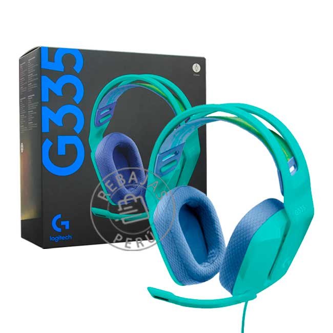 Audífono Logitech G335 Mint con Micrófono Gaming 40 mm y Diadema Ligera 981-001023