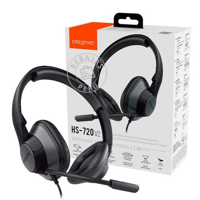 Audífonos con Micrófono Creative HS-720 V2 USB-A 30mm