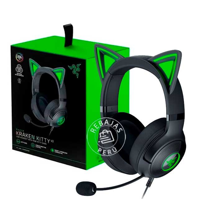 Audífono Gamer Razer Kraken Kitty V2 Chroma USB Black con Micrófono y RGB