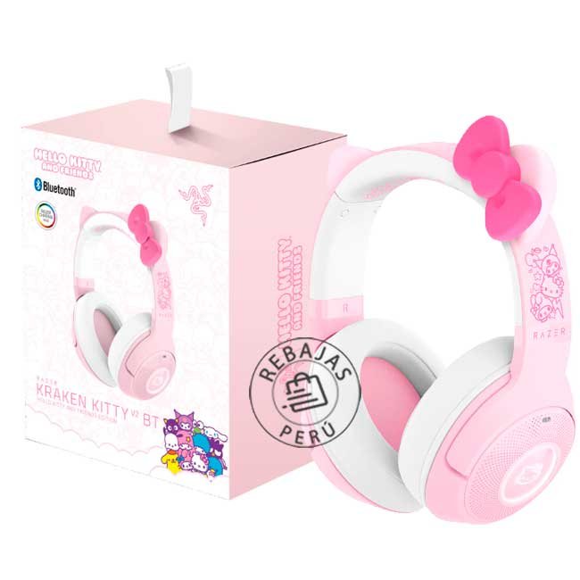 Audífono Razer Kraken BT Hello Kitty Edición Especial con Micrófono y RGB Chroma Quartz