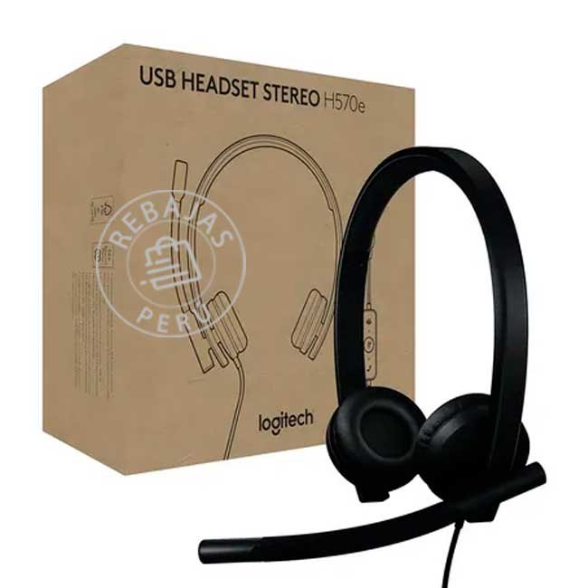 Audífono con Micrófono Logitech H570e USB Estéreo – Cancelación de Ruido, Ideal para Oficinas y Videollamadas