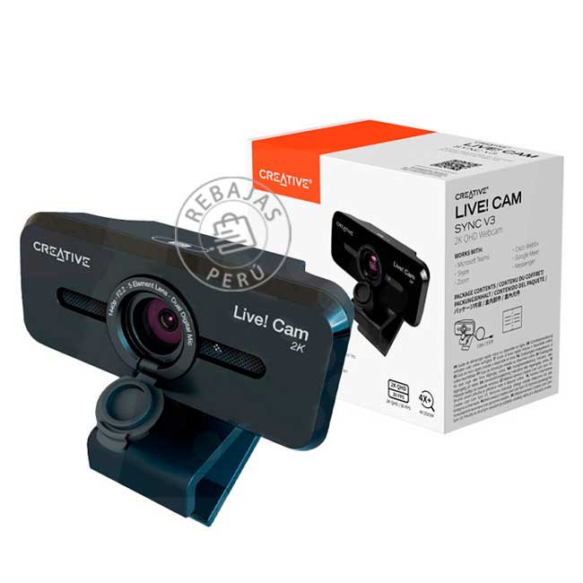 Camara Creative Live! Cam Sync V3 2K 1080p, micrófonos duales y lente 95°  