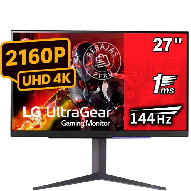 LG UltraGear 27GR93U-B – Monitor Gaming 27” 4K UHD IPS 144Hz con HDR600, 1ms y G-SYNC/FreeSync