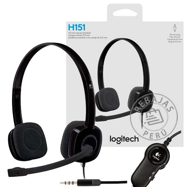 Logitech H151 Audífono con Micrófono 3.5mm con Cancelación de Ruido para PC, Laptop y Móviles
