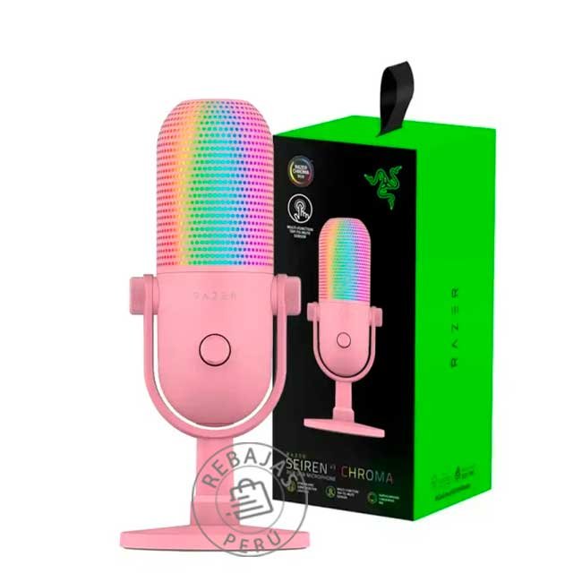 Micrófono Razer Seiren V3 Chroma RGB USB para Streaming sensor touch silent quartz