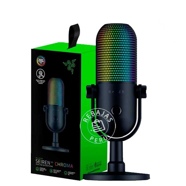 Micrófono Razer Seiren V3 Chroma USB Supercardioide con RGB y Sensor Touch para Streaming