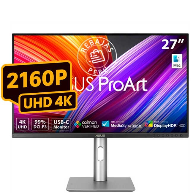 Monitor ASUS ProArt PA279CRV 27” 4K UHD IPS, 99% AdobeRGB, HDR400, USB-C PD 96W, Calibrado ΔE<2, Ergonómico y Sustentable