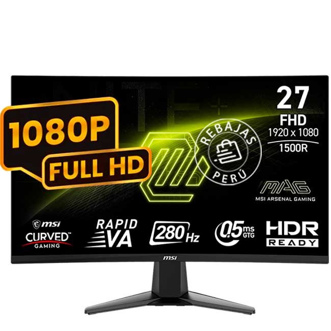 Monitor Curvo Gaming MSI MAG 276CXF 27" FHD 280Hz 0.5ms Rapid VA HDMI DP VESA