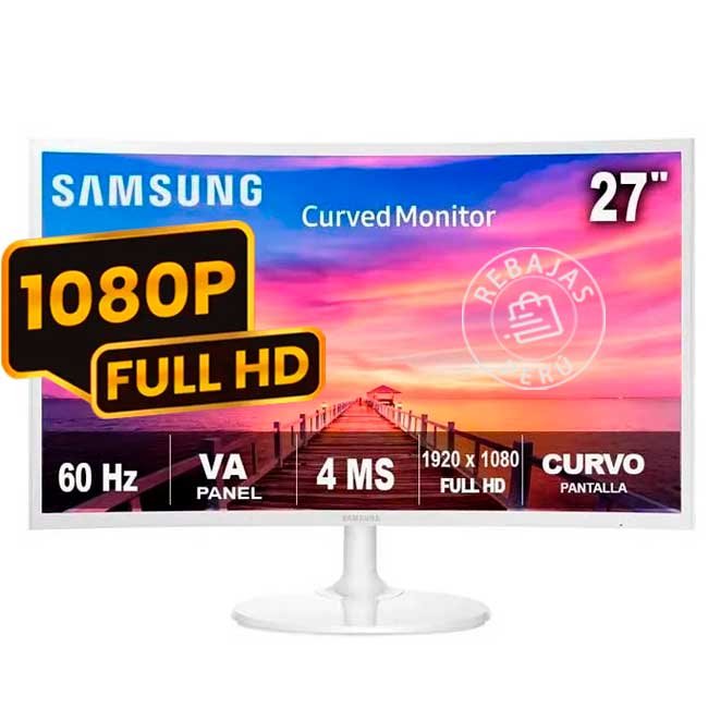 Monitor Curvo Samsung LC27F391FHNXZA 27" FHD 1080p VA 1800R, 60Hz, 4ms, HDMI y VGA