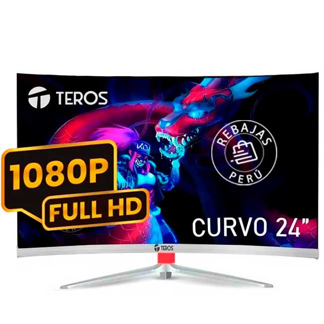 Monitor Curvo TEROS TE-2401S 23.8” FHD VA | 100Hz, FreeSync, HDMI, VGA, Flicker Free, Curvatura 3000R