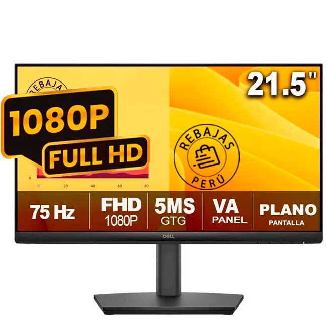 Monitor Dell E2225H 21.5" FHD VA 75Hz con DisplayPort y ComfortView Plus – Diseño eficiente para oficina