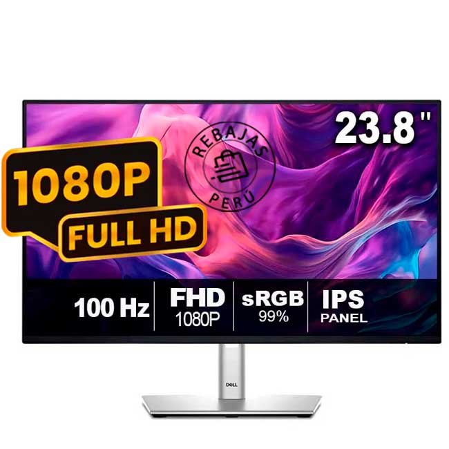 Monitor Dell P2425H 24" IPS Full HD 100Hz | Ajustable, USB-C, DisplayPort y HDMI