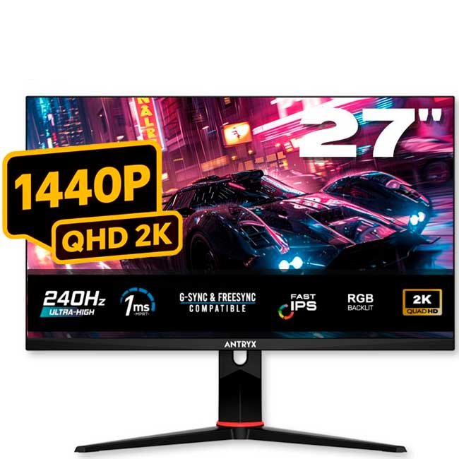 Monitor Gaming Antryx IPX2755QGXP Xtreme Vision 27" 2K QHD, 240Hz, 1ms, Fast IPS, Adaptive-Sync, RGB