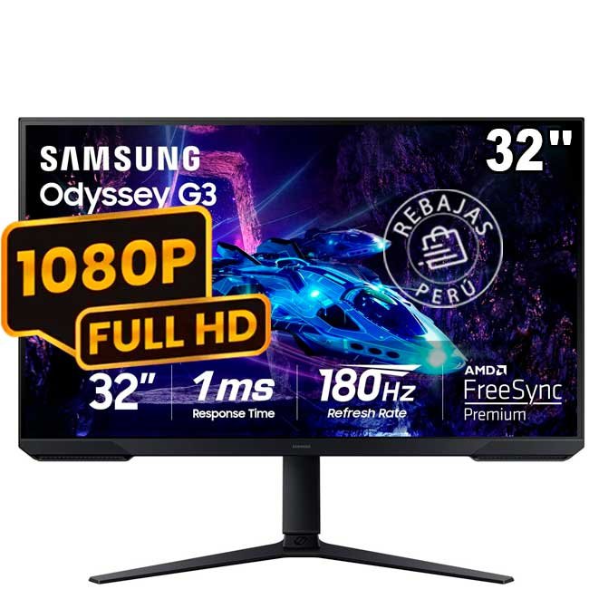 Monitor Gaming LS32DG300ELXPE Samsung Odyssey G3 G30D 32" Full HD 180Hz FreeSync | Rendimiento y Diseño