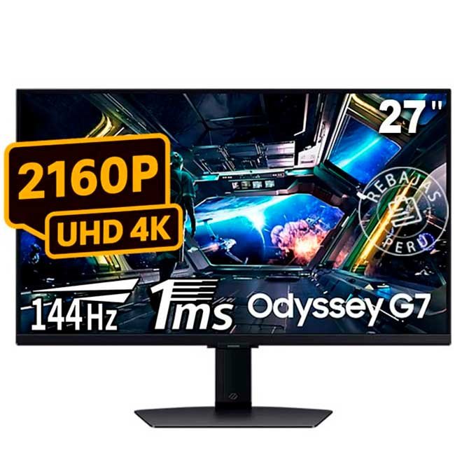 Monitor Gaming Samsung LS27DG700ELXPE 27" UHD 4K Odyssey G7 | Fast IPS, 144Hz, HDR10+, Smart TV