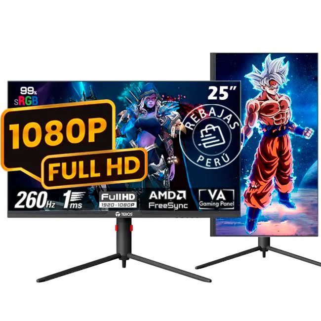 Monitor Gaming TEROS TE-2472G 24.5" FHD VA 260Hz 1ms HDMI DisplayPort VESA