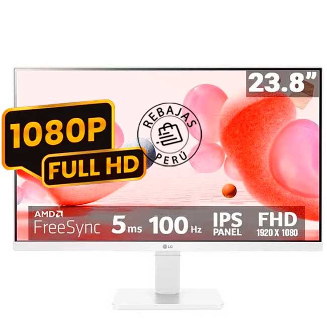 Monitor LG 24MR400-W 23.8" Full HD IPS, 100Hz, FreeSync, HDMI, VGA, Montaje VESA