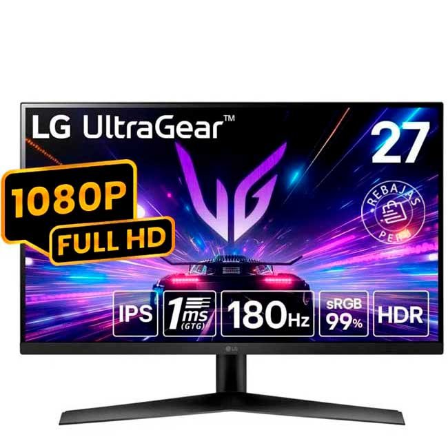 Monitor Gamer LG UltraGear 27'' IPS Full HD 180Hz 1ms FreeSync HDR10 | Modelo 27GS50F-B