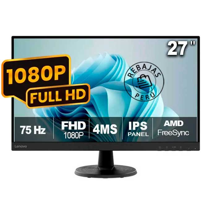 Monitor Lenovo 63DDKAR6LA C27-40 de 27" Full HD VA 75Hz, HDMI, VGA, AMD FreeSync