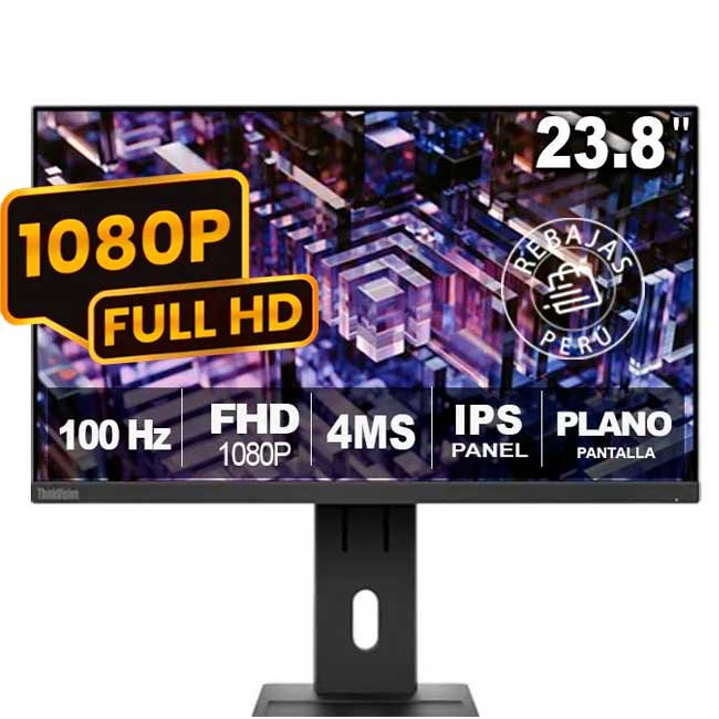 Monitor Lenovo 63EDMAR2LA ThinkVision E24-30 23.8" FHD IPS 100Hz con HDMI, DP, VGA y Altavoces Integrados