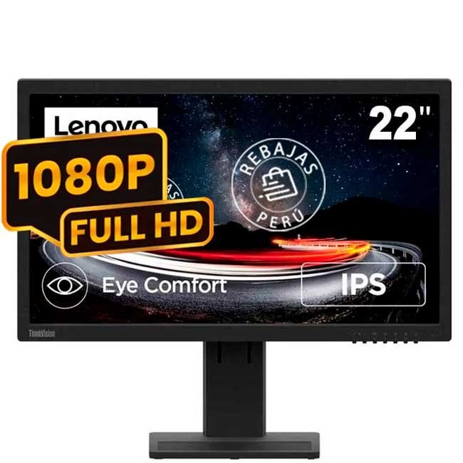 Monitor Lenovo ThinkVision E22-28 21.5” Full HD IPS con HDMI, DisplayPort, Altavoces y Soporte Ajustable