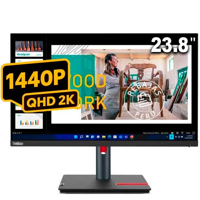 Monitor Lenovo ThinkVision P24q-30 23.8" QHD IPS, HDMI, DisplayPort, USB 3.2, VESA – Profesional y Preciso
