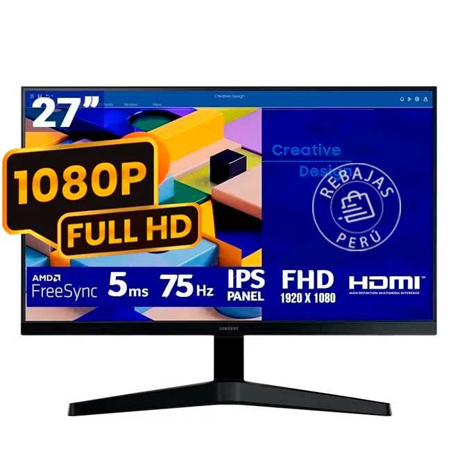 Monitor Samsung Essential S3 27" LS27C310EALXPE FHD IPS 75Hz FreeSync | HDMI VGA | Diseño sin bordes