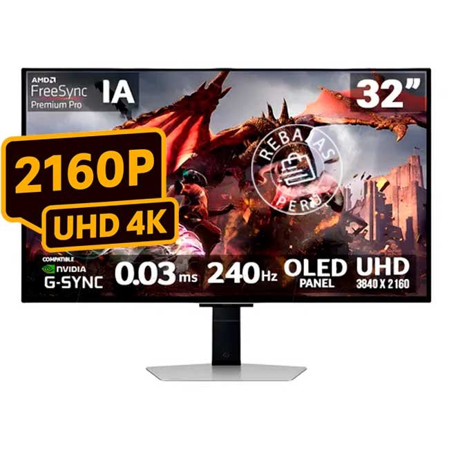 Monitor Samsung LS32DG800SLXPE Odyssey OLED G8 32” 4K UHD, 240Hz, 0.03ms, HDR10+, HDMI 2.1 – Ideal para Gaming Profesional