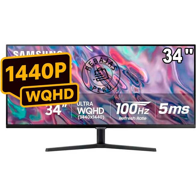 Monitor Samsung LS34C500GALXPE ViewFinity S5 S50GC 34'' Ultra WQHD IPS, HDR10, USB-C 90W, Ultra-wide, Calibración Profesional