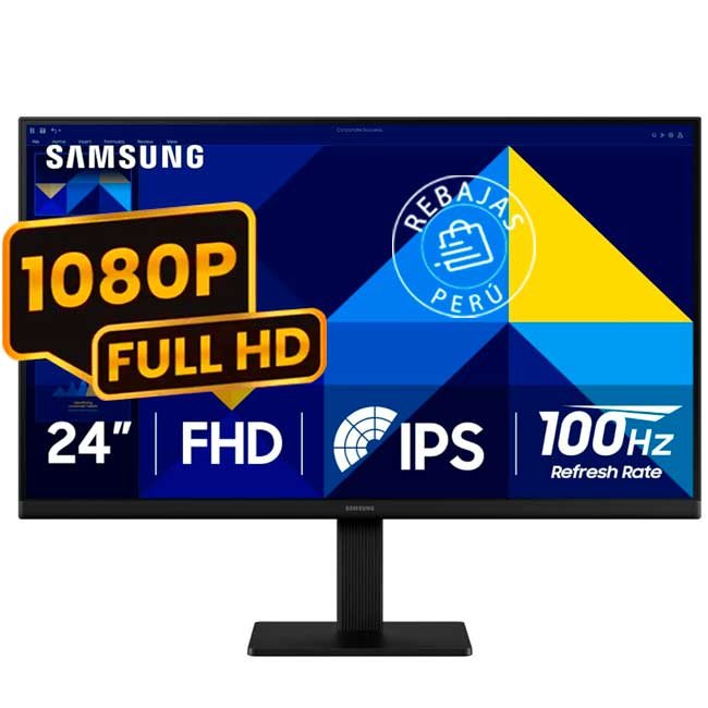 Monitor Samsung S3 LS24D300GALXPE 24" FHD IPS, 100Hz, HDMI/VGA, Eye Comfort, Flicker Free, VESA, Negro