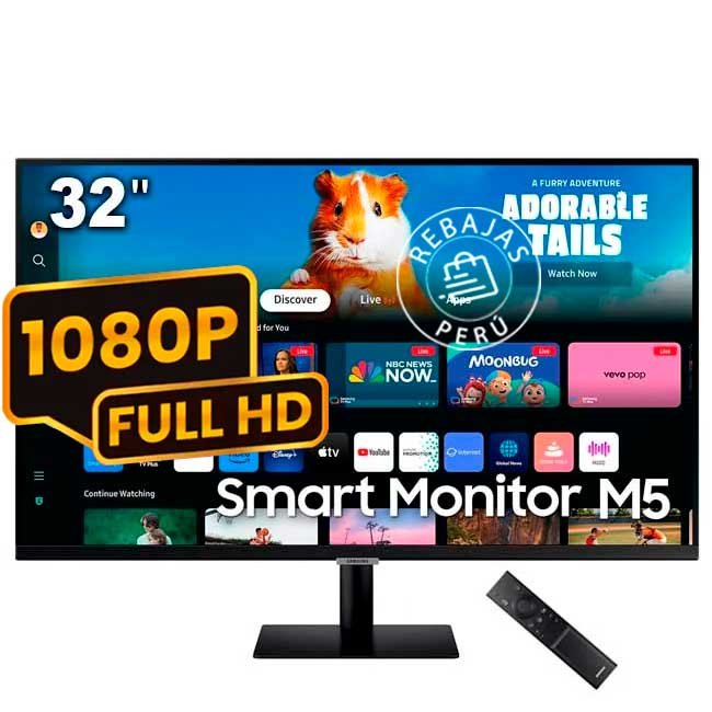 Monitor Samsung Smart M5 LS32DM500ELXPE 32" FHD VA | Wi-Fi 5, Bluetooth 5.2, HDMI x2, USB x2, Altavoces 10W