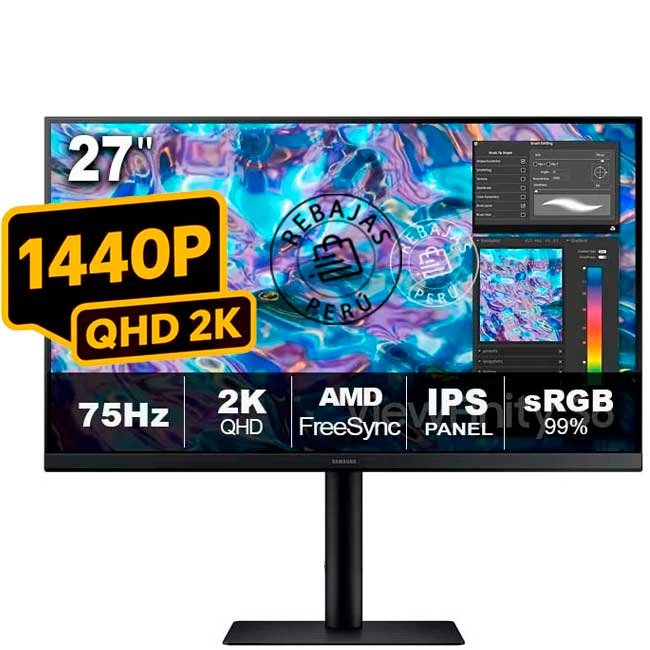 Monitor Samsung ViewFinity LS27B610EQNXZA 27” QHD IPS 75Hz FreeSync HDMI DisplayPort