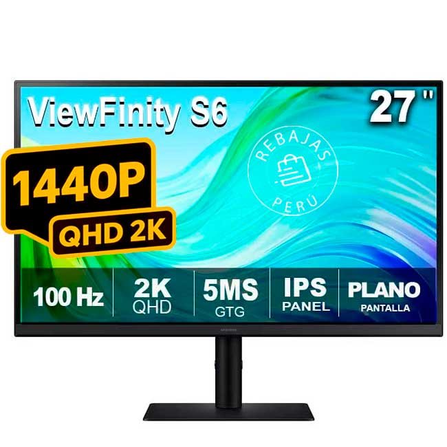 Monitor Samsung ViewFinity S6 S61F 27" QHD 100Hz IPS Ergonomico LS27F610EANXZA