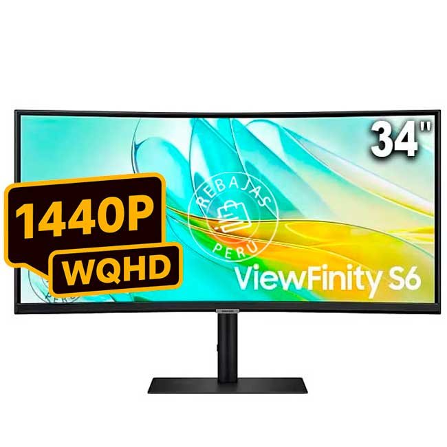 Monitor Samsung ViewFinity S6 LS34C650UALXPE 34" Curvo UWQHD 3440x1440, 100Hz, USB-C, FreeSync, HDR10