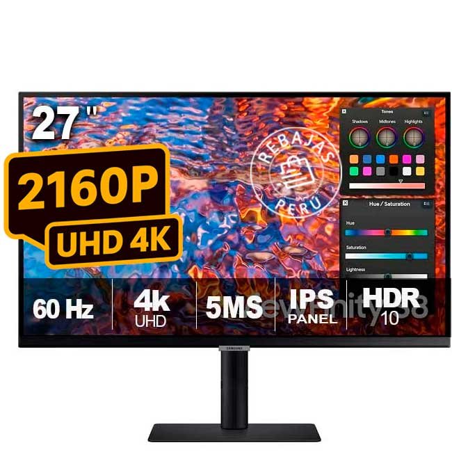 Monitor Samsung ViewFinity S8 LS27B804PXNXGO de 27" UHD 4K IPS, 60Hz, 5ms, HDMI, DisplayPort, USB-C