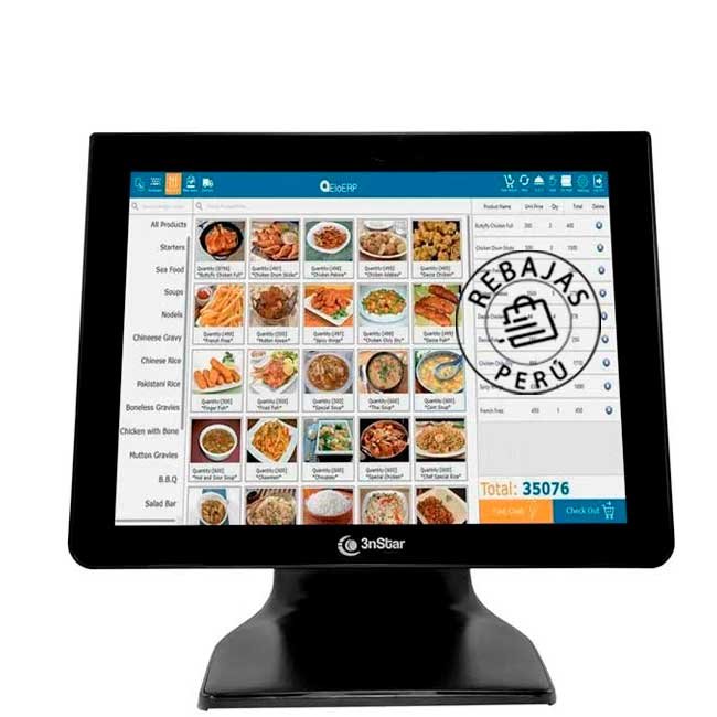 Monitor Táctil 3nStar TCM008 HD 1024x768 Sin Bisel con Base Metálica para POS y Restaurantes