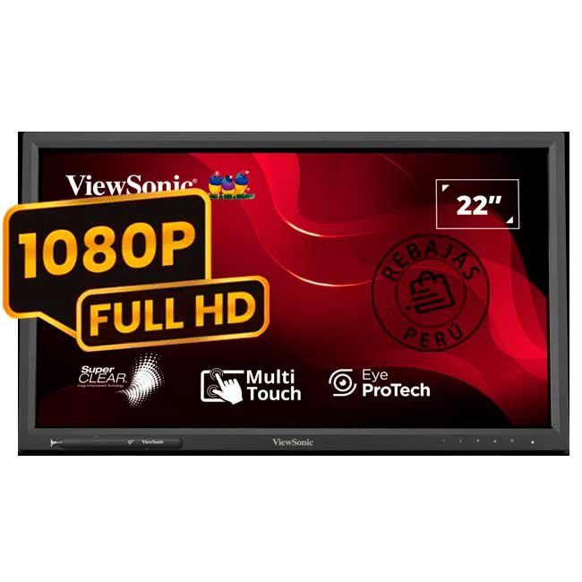 Monitor Táctil ViewSonic TD2223 22" Full HD, 10 Puntos IR, HDMI, VGA, VESA, Altavoces Integrados