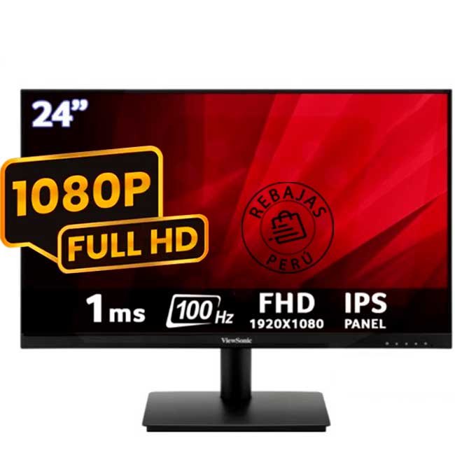 Monitor ViewSonic VA240-H 24" Full HD IPS 100Hz 1ms HDMI VGA para oficina y entretenimiento