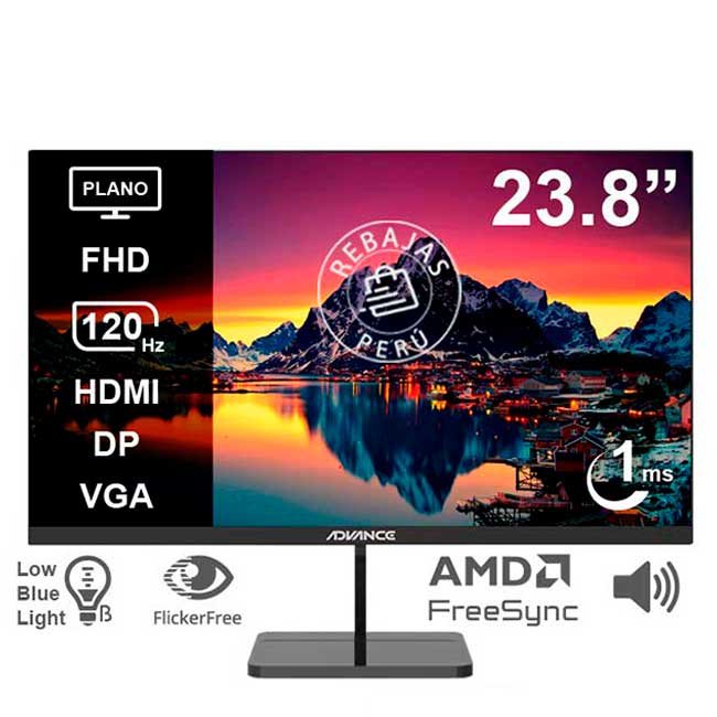 Monitor Advance ADV-2453S 23.8” IPS Full HD 120Hz HDMI DisplayPort 1ms FreeSync HDR