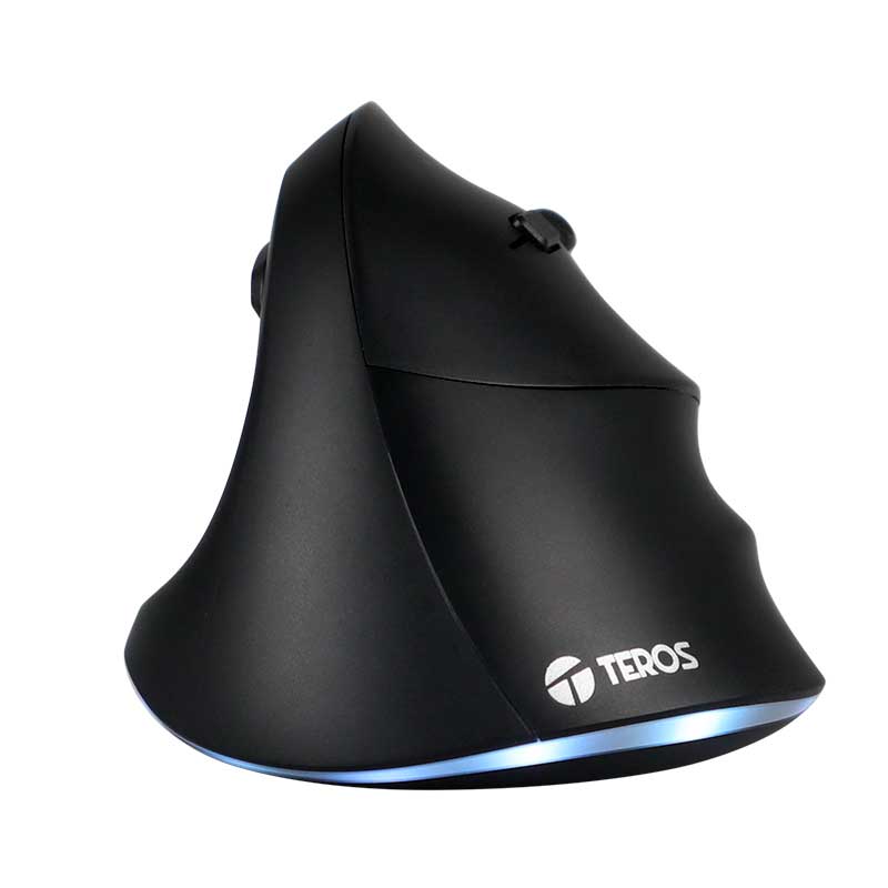 Mouse Vertical Ergonómico Teros TE-5169N Inalámbrico 2.4G + Bluetooth, 2400 DPI, Negro