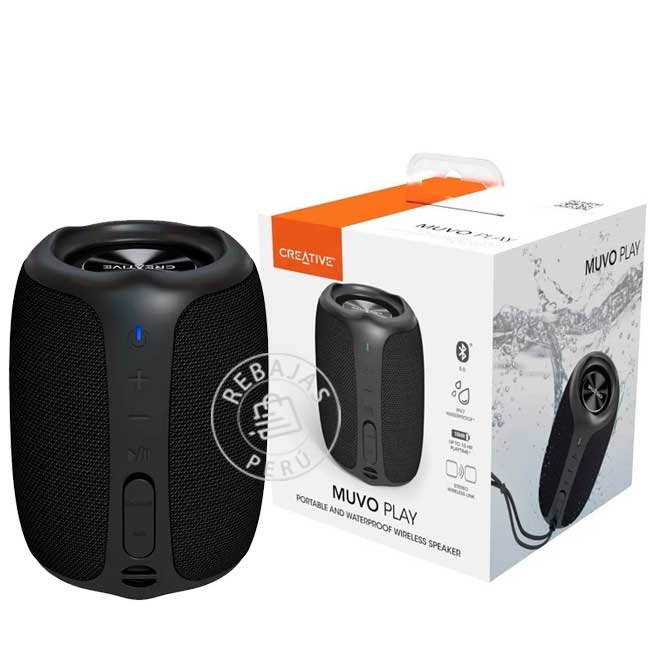 parlante Creative MUVO Play Bluetooth 5.0 Portátil con Sonido Estéreo 10W, IPX5 y 10 Horas de Batería