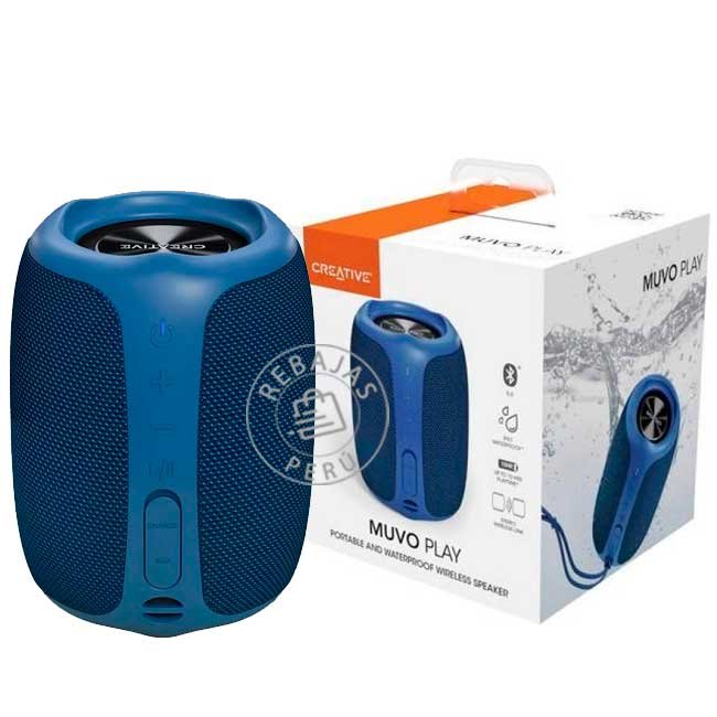  parlante Creative Muvo Play Bluetooth Portátil Resistente IPX7 con 10W, 10 Horas de Batería y True Wireless Stereo