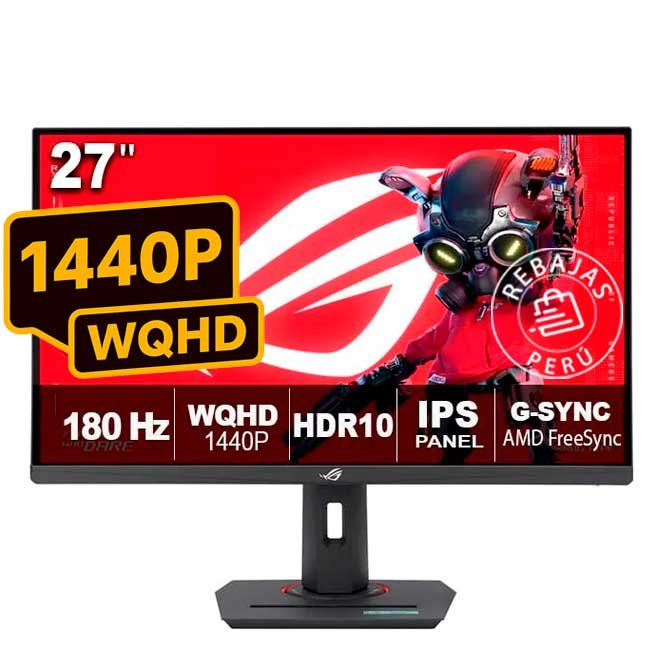 ROG Strix XG27ACS Monitor Gaming 27" WQHD 180Hz, 1ms, Fast IPS, HDR10, USB-C y G-SYNC Compatible