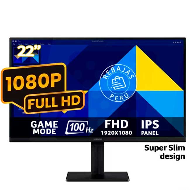 Samsung LS22D300GALXPE Essential Monitor S3 S30GD 22" FHD IPS 100Hz, Conectividad HDMI y VGA