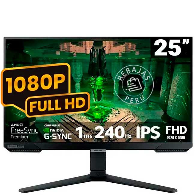 Samsung Odyssey G4 25'' FHD IPS 240Hz 1ms – Monitor Gamer con G-Sync, FreeSync y HDR10 LS25BG402ENXGO