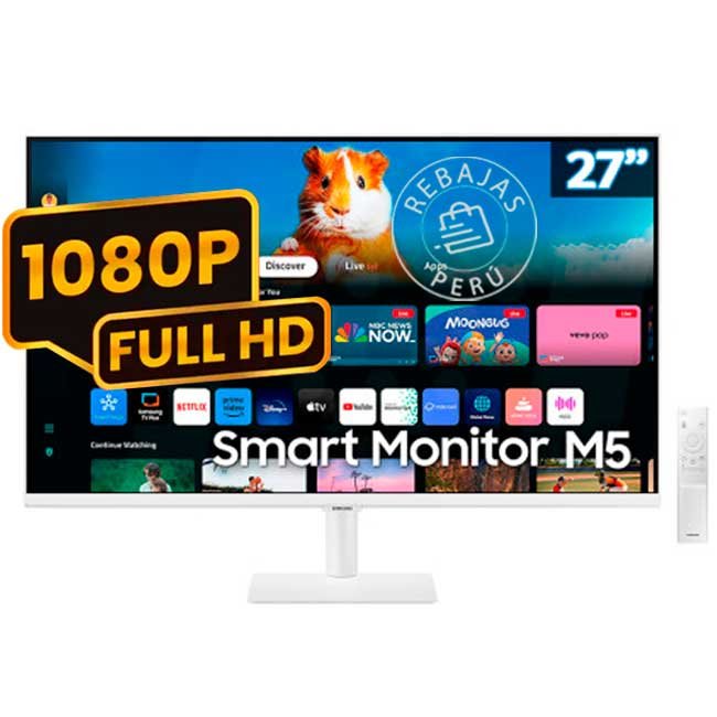 Samsung Smart Monitor M5 LS27DM501ELXPE 27” Full HD – Panel VA, Tizen OS, Wi-Fi, Bluetooth y Altavoces Integrados