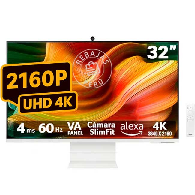 Samsung Smart Monitor M8 LS32DM801ULXPE 32” 4K UHD IPS – Apps Smart TV, Bixby, AirPlay 2 y Bluetooth Integrado