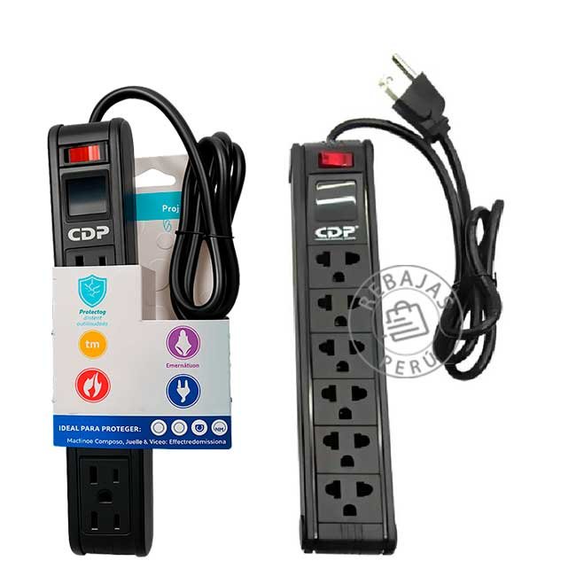 Supresor de Picos CDP R-PS6 | 6 Tomas NEMA 5-15R | 220V con Protección Contra Sobrecargas